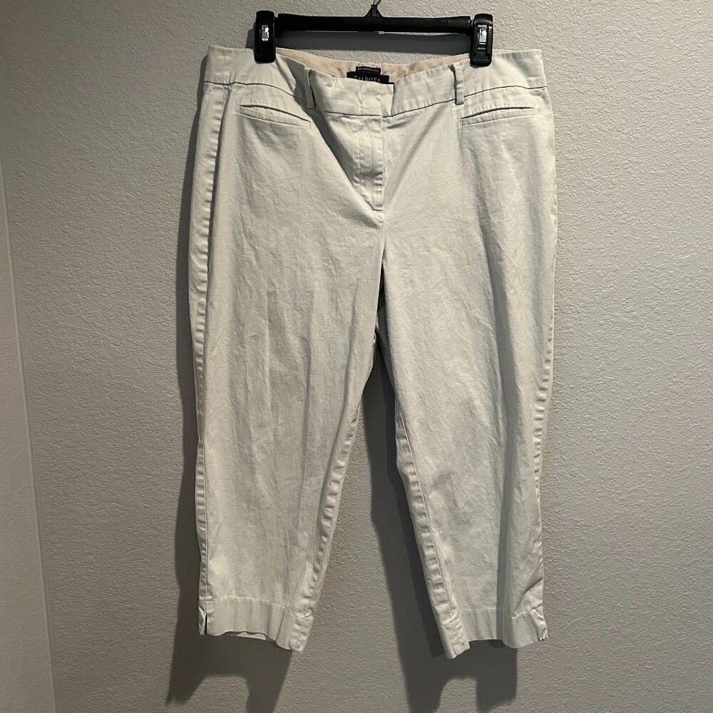Talbots Size 16P Perfect Crop Pants Tan Khaki Cotton Blend Pockets
